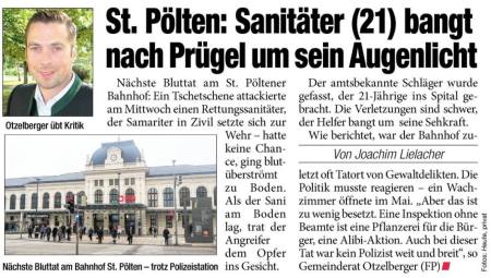 Bahnhof Pölten Gewalt 14.5.2015