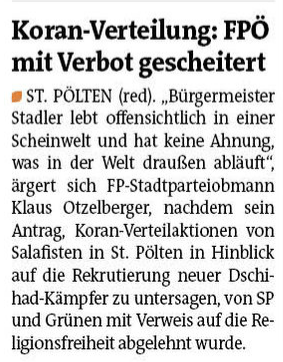 Koran Verbot Bezirksblatt 6 Mai 2015