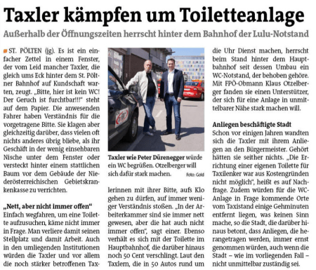 Taxler kämpfen um Toiletteanlage