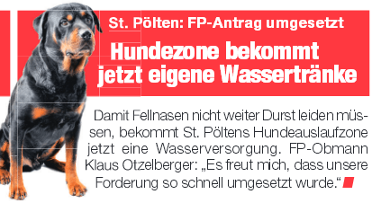 Hundezone bekommt jetzt eigene Wassertränke 3.11 Heute